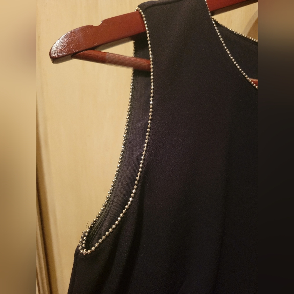 Ann Taylor Black Dress with silver beading 4P - Picture 4 of 5